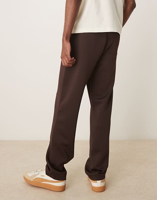 DESIGN Heavyweight Straight Leg Jogger In Scuba-style Fabric In Brown