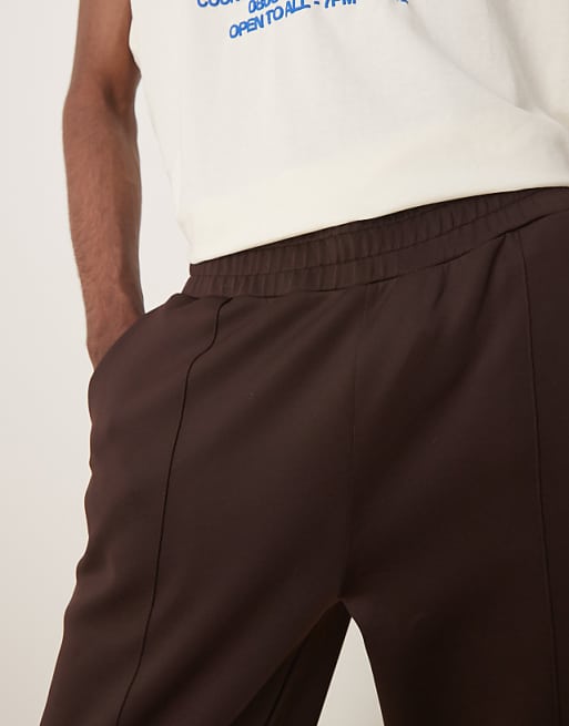 DESIGN Heavyweight Straight Leg Jogger In Scuba-style Fabric In Brown