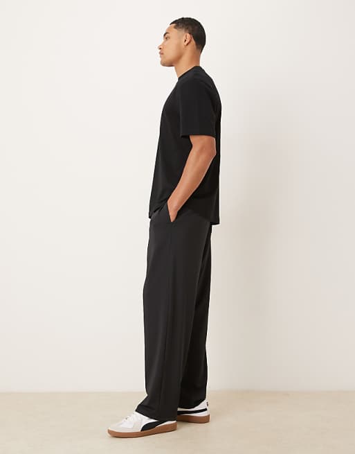 DESIGN Heavyweight Tapered Jogger In Scuba-style Fabric With Pintuck Detail In Black