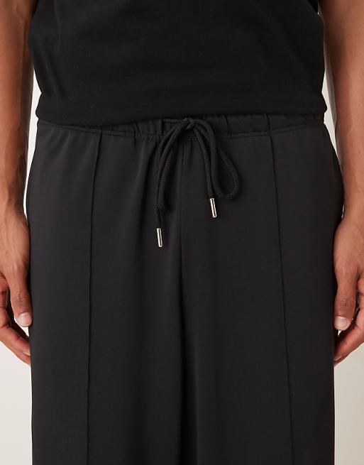 DESIGN Heavyweight Tapered Jogger In Scuba-style Fabric With Pintuck Detail In Black