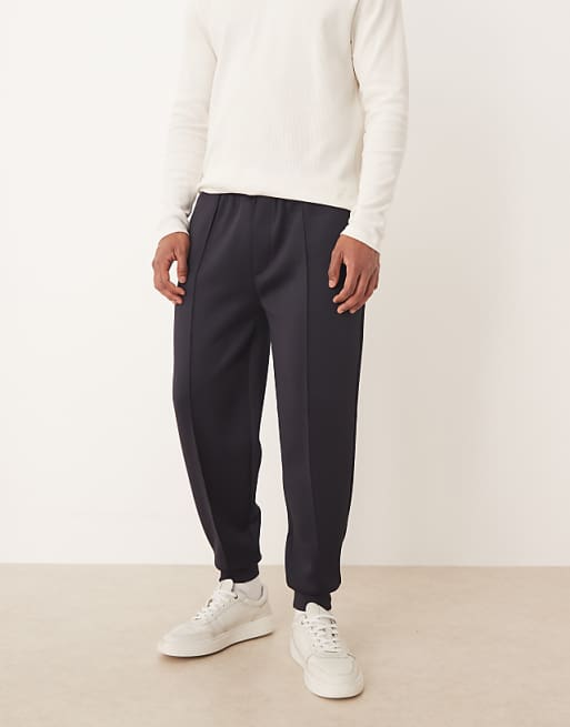 DESIGN Heavyweight Tapered Jogger In Scuba-style Fabric In Navy