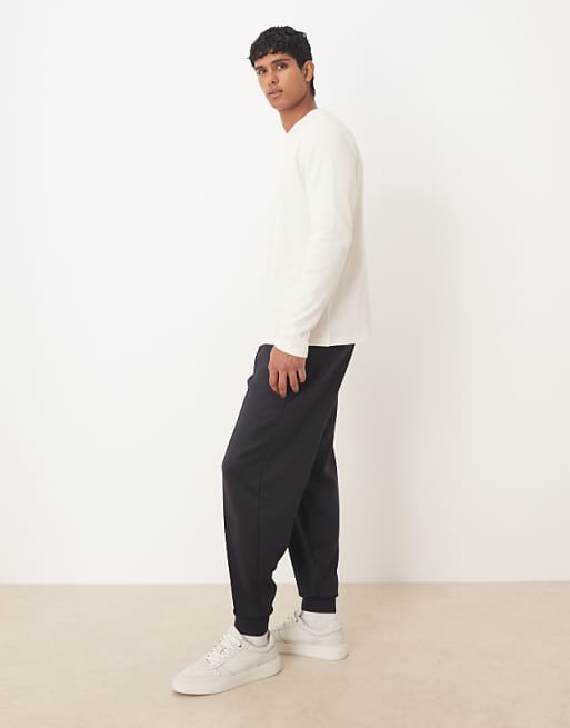 DESIGN Heavyweight Tapered Jogger In Scuba-style Fabric In Navy