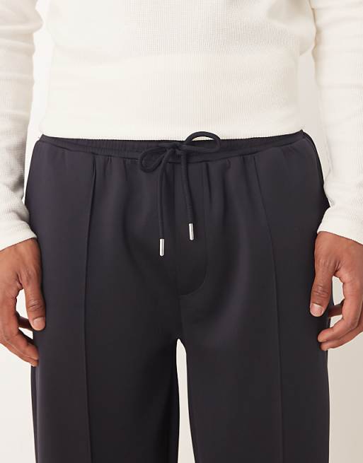 DESIGN Heavyweight Tapered Jogger In Scuba-style Fabric In Navy