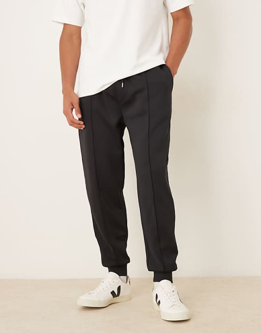 DESIGN Heavyweight Tapered Jogger In Scuba-style Fabric In Black