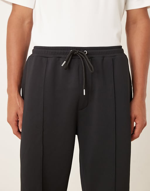 DESIGN Heavyweight Tapered Jogger In Scuba-style Fabric In Black