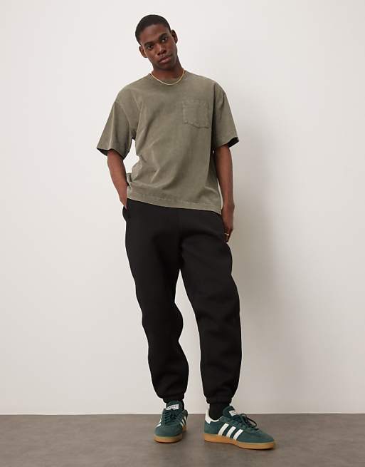 DESIGN heavyweight tapered jogger in scuba-style fabric in black