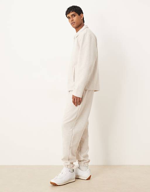 DESIGN Heavyweight Tapered Jogger In Scuba-style Fabric In Oatmeal Marl
