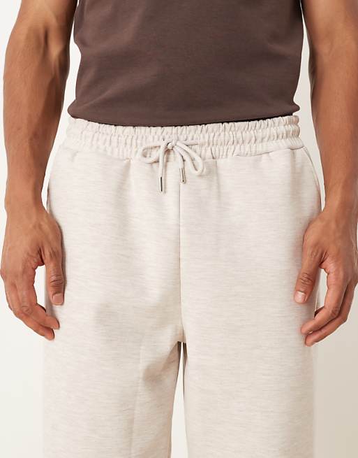 DESIGN Heavyweight Tapered Jogger In Scuba-style Fabric In Oatmeal Marl