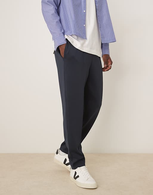 DESIGN Heavyweight Tapered Jogger In Scuba-style Fabric In Navy