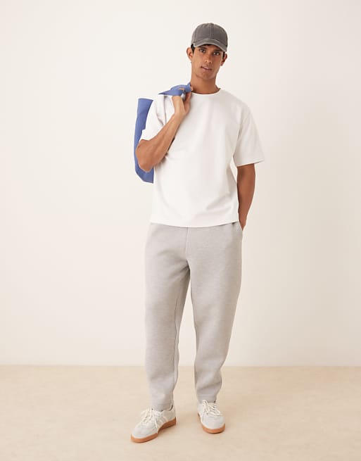 DESIGN heavyweight tapered jogger in scuba-style fabric in grey marl