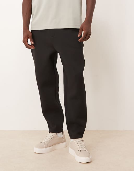 DESIGN heavyweight tapered jogger in scuba-style fabric in black