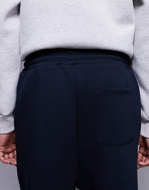 DESIGN Heavyweight Wide Leg Jogger In Scuba-style Fabric In Navy