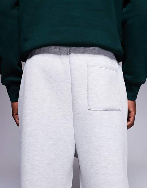 DESIGN Heayweight Wide Leg Jogger In Scuba-style Fabric In Grey Marl