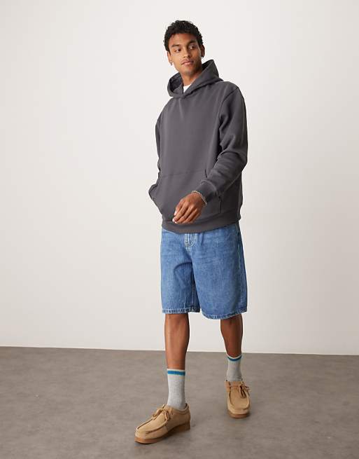 DESIGN Hoodie With Back Print In Grey