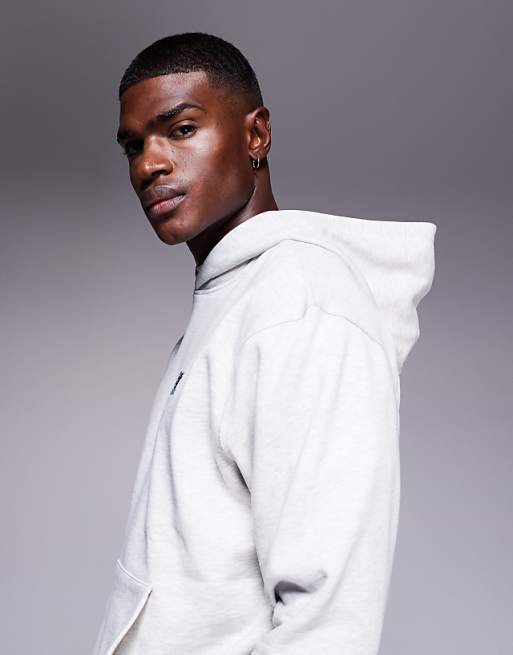 DESIGN Hoodie With Back Print In Ice Marl