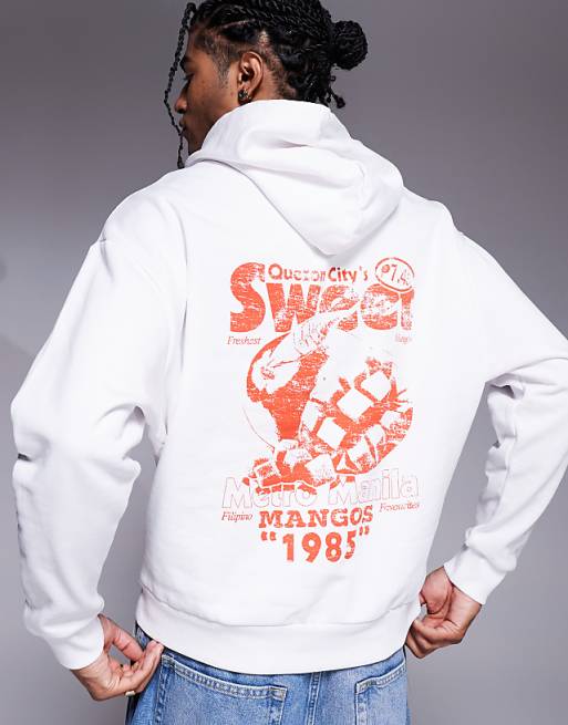 DESIGN hoodie with Mango prints in white