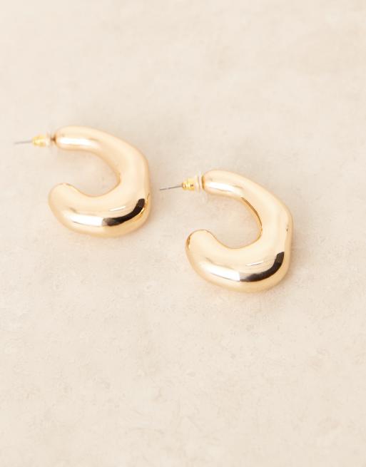 DESIGN Hoop Earrings With Chunky Bubble Design In Gold Tone