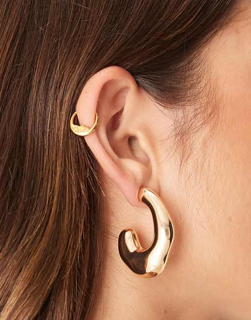 DESIGN hoop earrings with chunky bubble design in gold tone