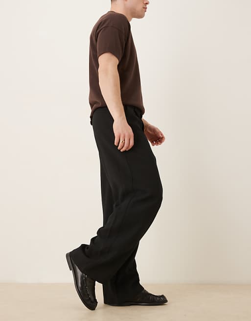DESIGN Horseshoe Smart Trousers In Black