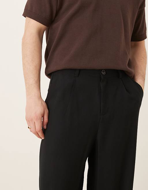 DESIGN Horseshoe Smart Trousers In Black