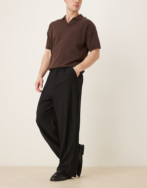 DESIGN horseshoe smart trousers in black