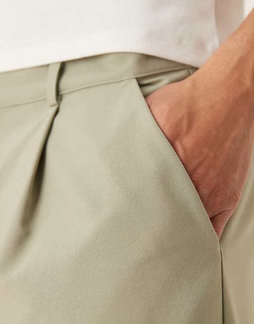 DESIGN Horseshoe Trouser With Pinstripe In Sage