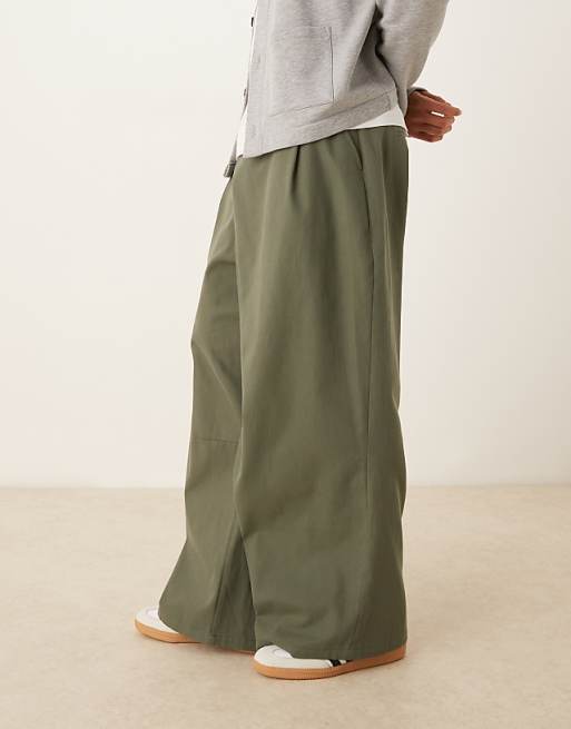 DESIGN Horseshoe Trousers With Wrap Detail In Green