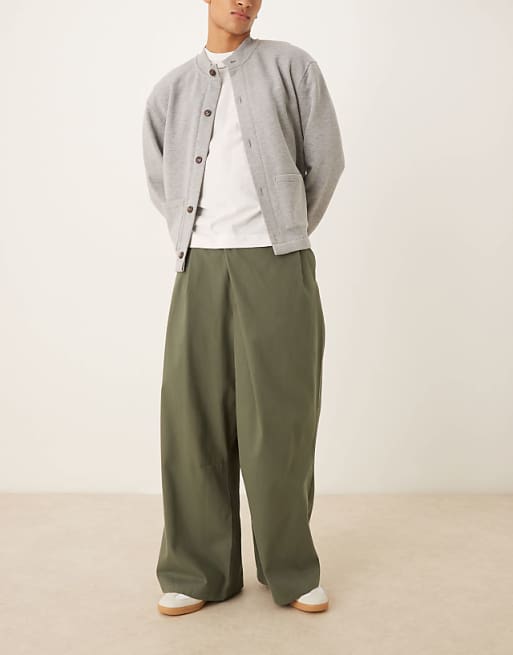 DESIGN horseshoe trousers with wrap detail in green