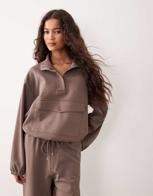DESIGN Interlock Co-ord Extreme Funnel Co Ord In Brown