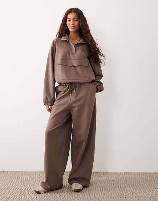DESIGN interlock co-ord extreme funnel co ord in brown