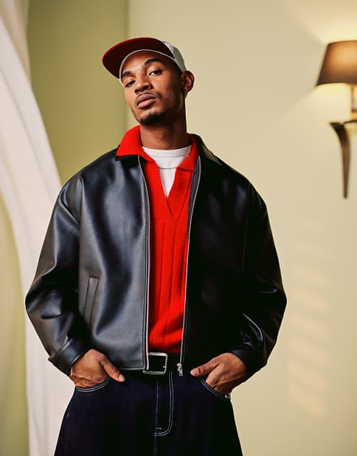 DESIGN jacket in faux leather in black