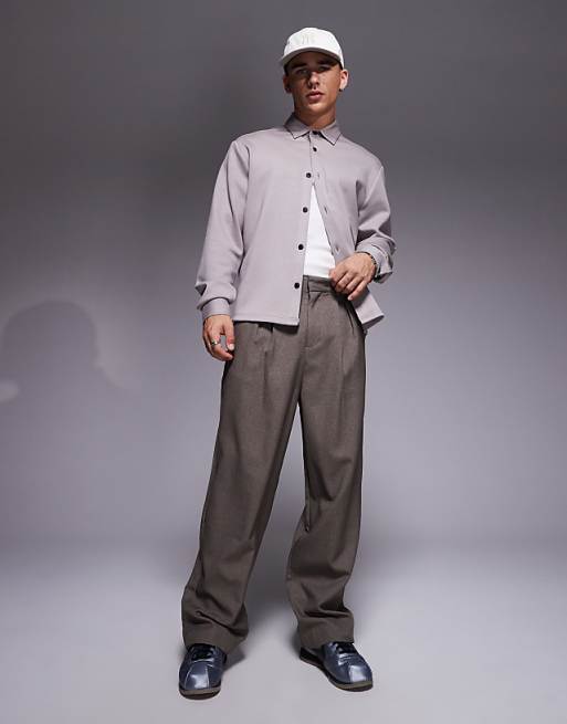 DESIGN Jersey Overshirt In Grey