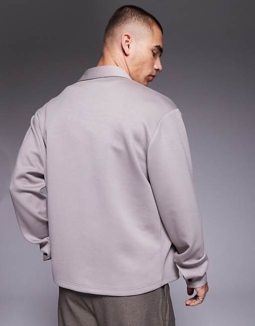 DESIGN Jersey Overshirt In Grey