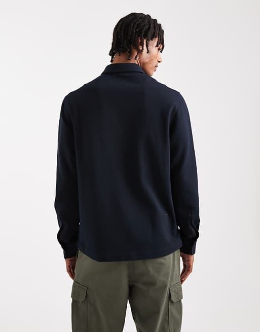 DESIGN Jersey Overshirt In Navy