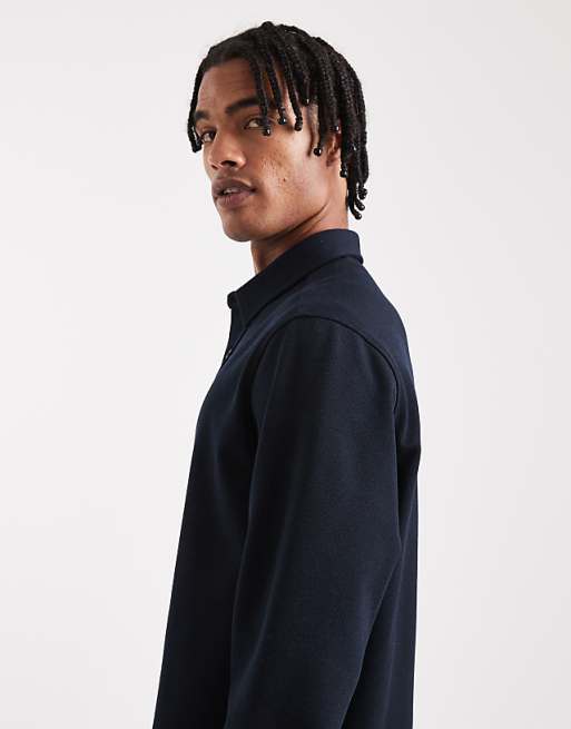 DESIGN Jersey Overshirt In Navy