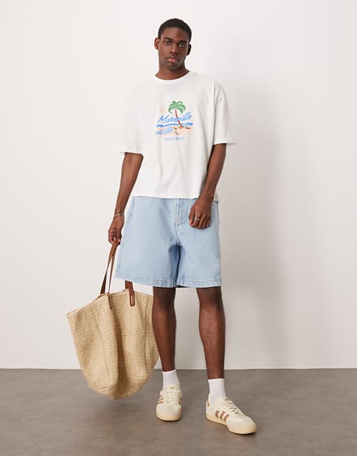 DESIGN jorts in bleach wash denim