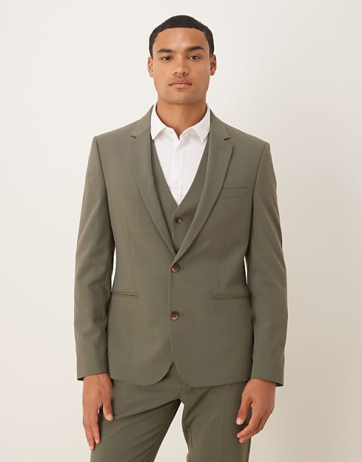 DESIGN Khaki Skinny Fit Suit