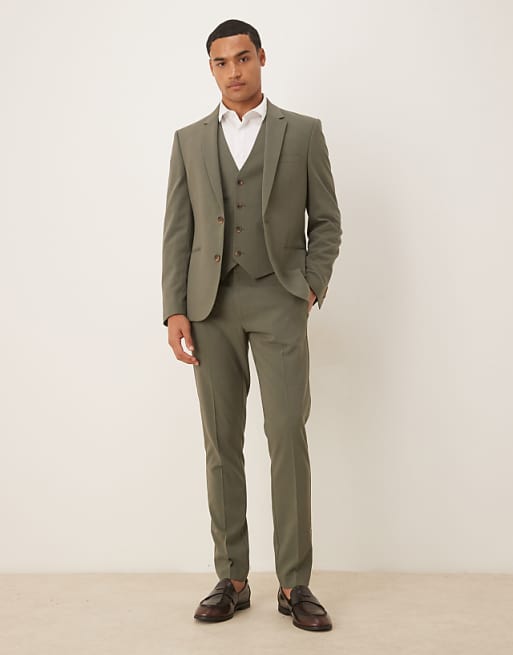 DESIGN khaki skinny fit suit