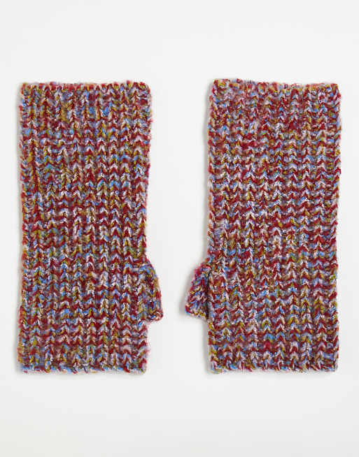 DESIGN knitted palmwarmer in mix knit in multi