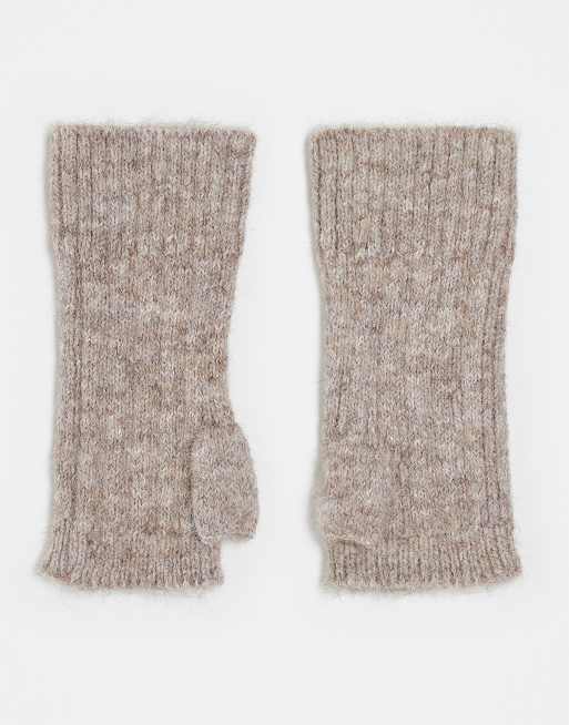 DESIGN Knitted Rib Palmwarmer In Oatmeal
