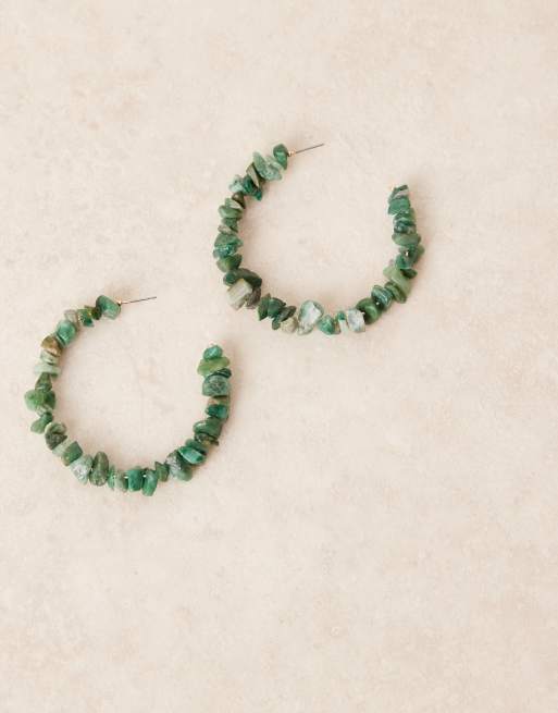 DESIGN Large Hoop Earrings With Green Faux Chipping Detail
