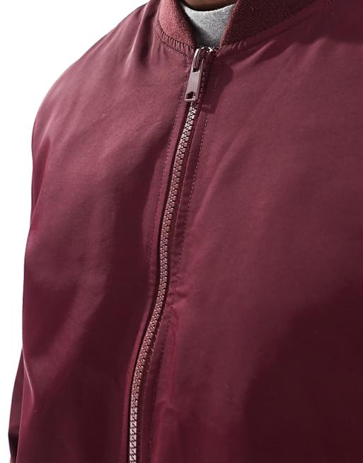 DESIGN Lightweight Bomber Jacket In Burgundy