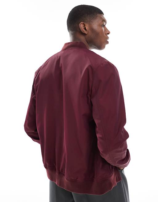 DESIGN Lightweight Bomber Jacket In Burgundy
