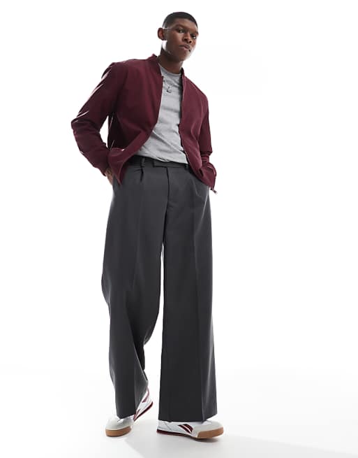 DESIGN Lightweight Bomber Jacket In Burgundy