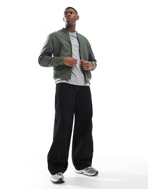 DESIGN Lightweight Bomber Jacket In Khaki