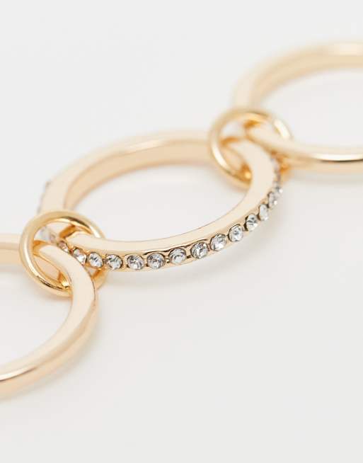 DESIGN Linked Stacking Ring With Faux-crystal Embellishment In Gold Tone
