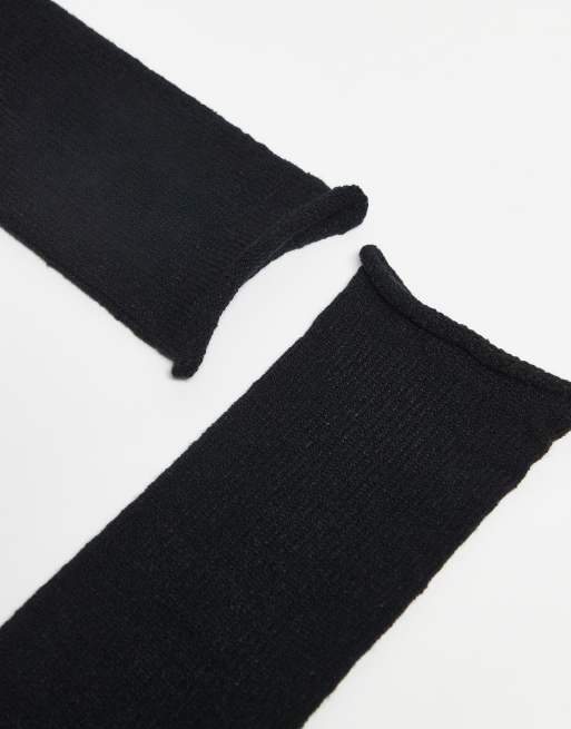 DESIGN Long Knit Gloves In Black