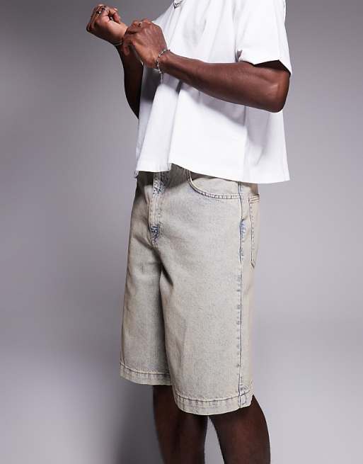 DESIGN Long Length Denim Jort In Bleach Wash
