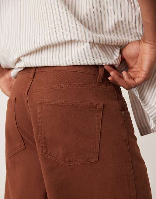 DESIGN Long Length Denim Jort In Brown