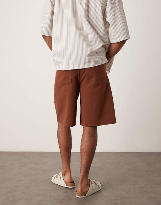 DESIGN Long Length Denim Jort In Brown